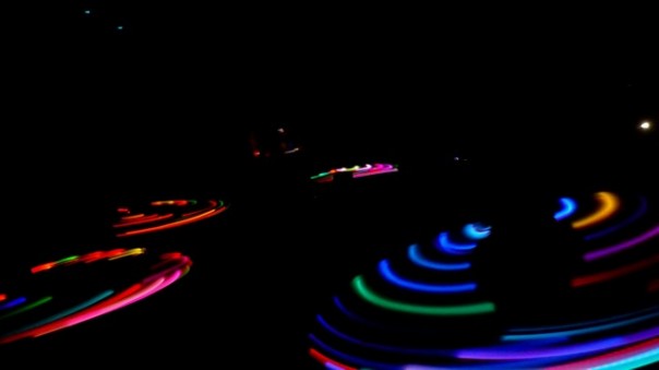 This is what the lit hula hoops looked like in the dark.  Pretty amazing!