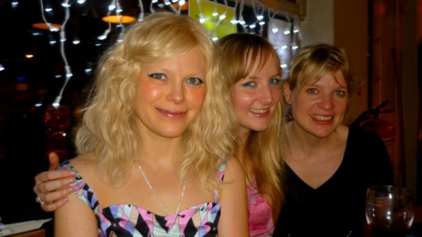 Looking much more relaxed and happy at the Cat & Mutton, our local with Suzie and Anna!