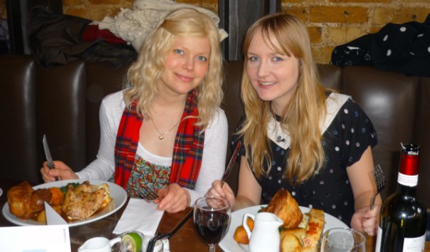 Suzie and I at the Cat & Mutton having Sunday roast on Valentine's Day