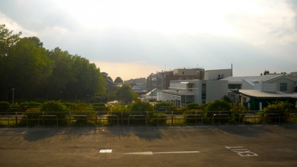 P1030156 The hospital from the distance. There is a small park top of the hill, and I have been walking there every day.