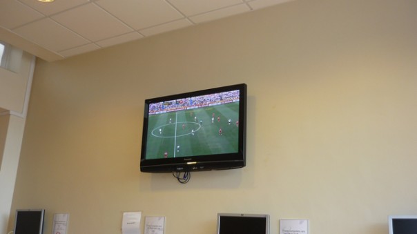 P1030180 Suzie and I went to watch the England - Germany game in the hospital canteen. Whilst I was having chemo!